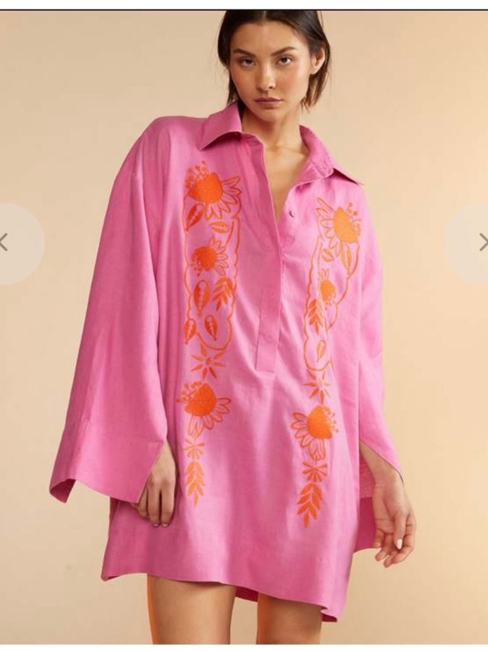 Cynthia Rowley Pink Scalea Embroidered Tunic Dress Size XS